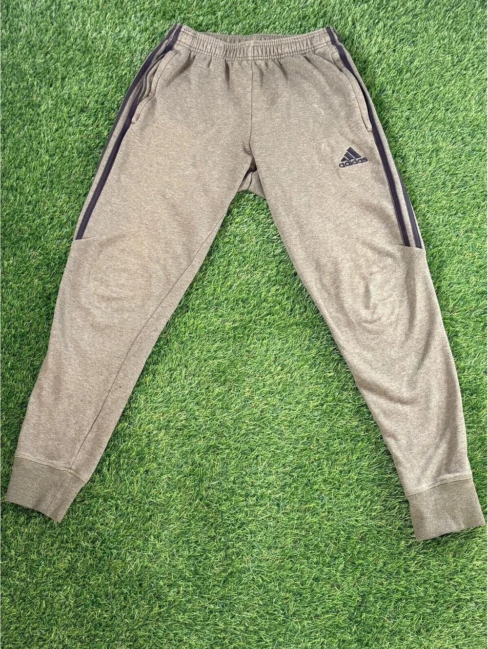 adidas Gray Sweatpants with Side Stripe and Logo
